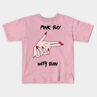 pink shirt guy with a gun Kids T-Shirt
